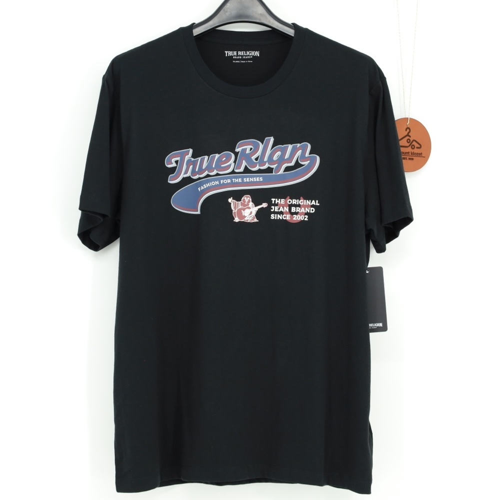 True Religion Mens Black‎ Graphic Tee The Original Jean Brand Since 2002 Size XL